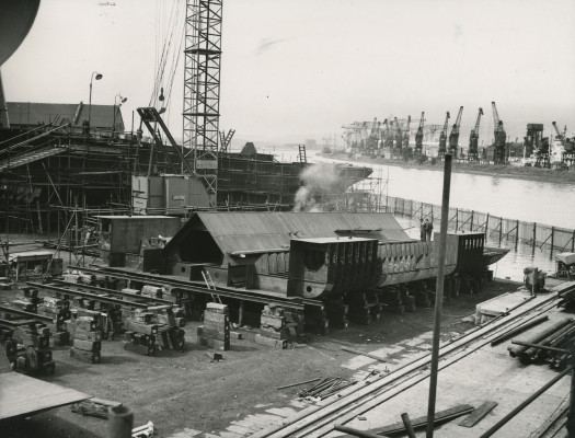 Photograph of construction of hull base of Crofton