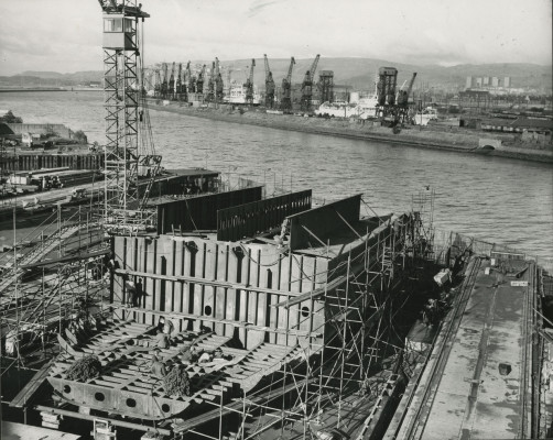 Photograph of construction of bulkheads of Crofton