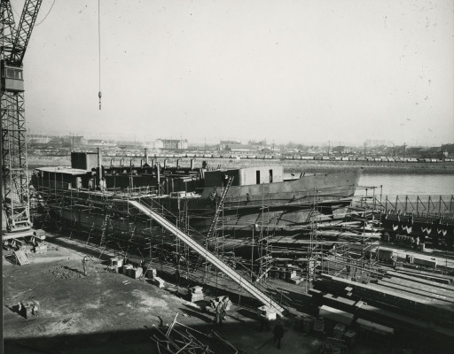 Photograph of construction of deck of Crofton