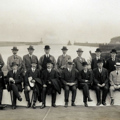 Photograph of dignitaries, Blyth Harbour, Blyth, Northumberland.
