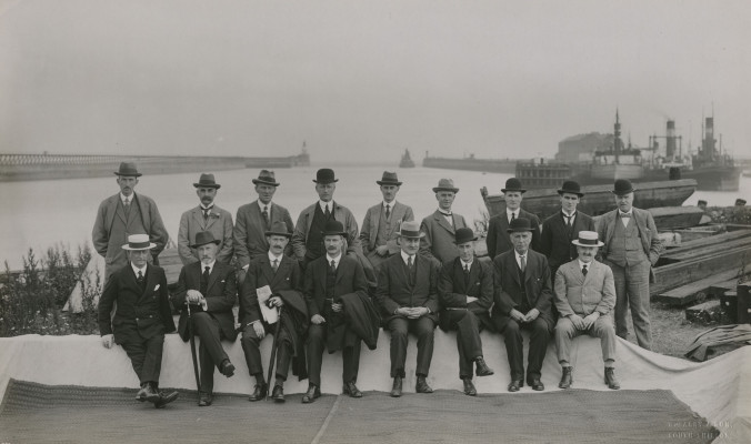 Photograph of dignitaries at Blyth Harbour