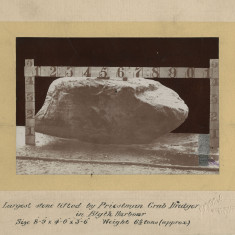 Photograph of stone lifted by Priestman Dredger, Blyth Harbour, Blyth, Northumberland.
