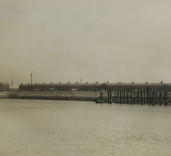 Photograph of houses and moorings, Blyth Harbour, Blyth, Northumberland.