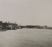 Photograph of  various vessels moored at Blyth Harbour, Blyth, Northumberland.