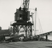 Photograph of loading of a ship, dockside, Blyth Harbour, Blyth, Northumberland